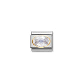 Nomination Comp, Classic CUBIC ZIRCONIA FACETTIERT Edelstahl, 18K-Gold (010_WEISS)
